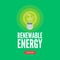 Renewable energy square banner design solar panels and wind turbines in light bulb on green background vector