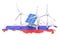 Renewable energy and sustainable development in Russia, concept.