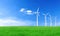 Renewable energy with wind turbines. Wind turbine in green hills. Ecology environmental background for presentations and websites.