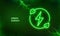 Renewable green energy icon. Clean alternative energy power technology concept. Icon with electrical energy glow effect. Lightning