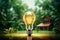 Renewable Radiance Eco friendly lightbulb represents energy efficiency, renewable, and sustainability