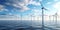 Renewable sky electricity power energy generate windmill wind turbine sea ocean