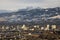 Reno Nevada at sunrise in the winter with snow on the mountains