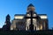 Renovated Bagrati Cathedral of the Dormition at night in Kutaisi, Georgia