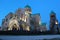 Renovated Bagrati Cathedral of the Dormition at night in Kutaisi, Georgia