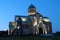 Renovated Bagrati Cathedral of the Dormition at night in Kutaisi, Georgia