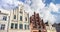 Renovated historic facades at the market square of Wismar, Germany