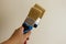 Renovation concept: two paintbrushes in the hand ready to paint