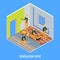 Renovation crew vector flat isometric illustration