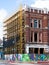 Renovations are ongoing on Galveston Island in Texas as evidenced by the scaffolding on this building in the Strand District