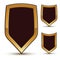 Renown vector black shield shape emblems, 3d