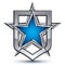 Renown vector silver emblem with pentagonal star, 3d