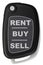Rent, buy, sell - words on the ignition key of the car