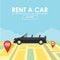 Rent a car pin pointer on map location