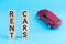 rent cars wooden cubes letters red toy car