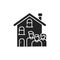 Rent a house for family allowed with children black glyph icon. Temporary use of property. Pictogram for web page, mobile app,