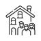 Rent a house for family allowed with children black line icon. Temporary use of property. Pictogram for web page, mobile app,