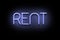 Rent. Neon sign is isolated on a black background. Trade. Business. Design element. Background