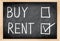 Rent not buy blackboard concept