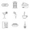 Rent a room icons set, outline style