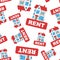 Rent sign with house seamless pattern background icon. Business