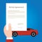 Rental agreement car hand holding document paper