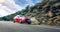 Rental car in spain mountain landscape road at sunset