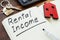 Rental income calculations on page and key.