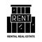 rental real estate icon, black vector sign with editable strokes, concept illustration