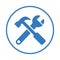 Repair, configuration, hand tools, setting, tool icon. Blue vector design