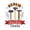 Repair hammers work tools emblem