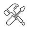 Repair, hand tools, setting, tool, tools outline icon. Line art sketch.