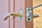 Repair of lever doorhandle with latch on an interior door.