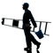 Repair man worker ladder walking silhouette