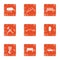 Repair park icons set, grunge style