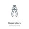 Repair pliers outline vector icon. Thin line black repair pliers icon, flat vector simple element illustration from editable tools