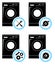 Repair service concept. Simple icons set: wrench, screwdriver, hammer and gear. Mending of washing machine. Vector