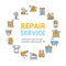 Repair Service Round Design Template Thin Line Icon Concept. Vector