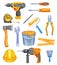 Repair tool and equipment watercolor icon design