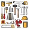 Repair tools, carpentry and building icons