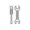 Repair tools icon. Linear wrench and screwdriver icon. Vector illustration