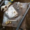 Repair tools placed on grunge rusted metal table