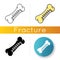 Repaired bone icon. Internal fixation. Surgery. Surgical procedure. Orthopedic operation. Medical interference. Trauma