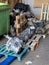 Repaired engine gearboxes lie on wooden pallets in the shed