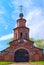 Repairing church of red brick near Yaroslavl