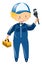 Repairman in blue uniform