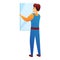 Repairman change window icon, cartoon style