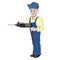The repairman or handyman standing with a perforator or drill