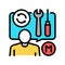 repairman master speak about tools color icon vector illustration