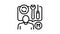 repairman master speak about tools line icon animation